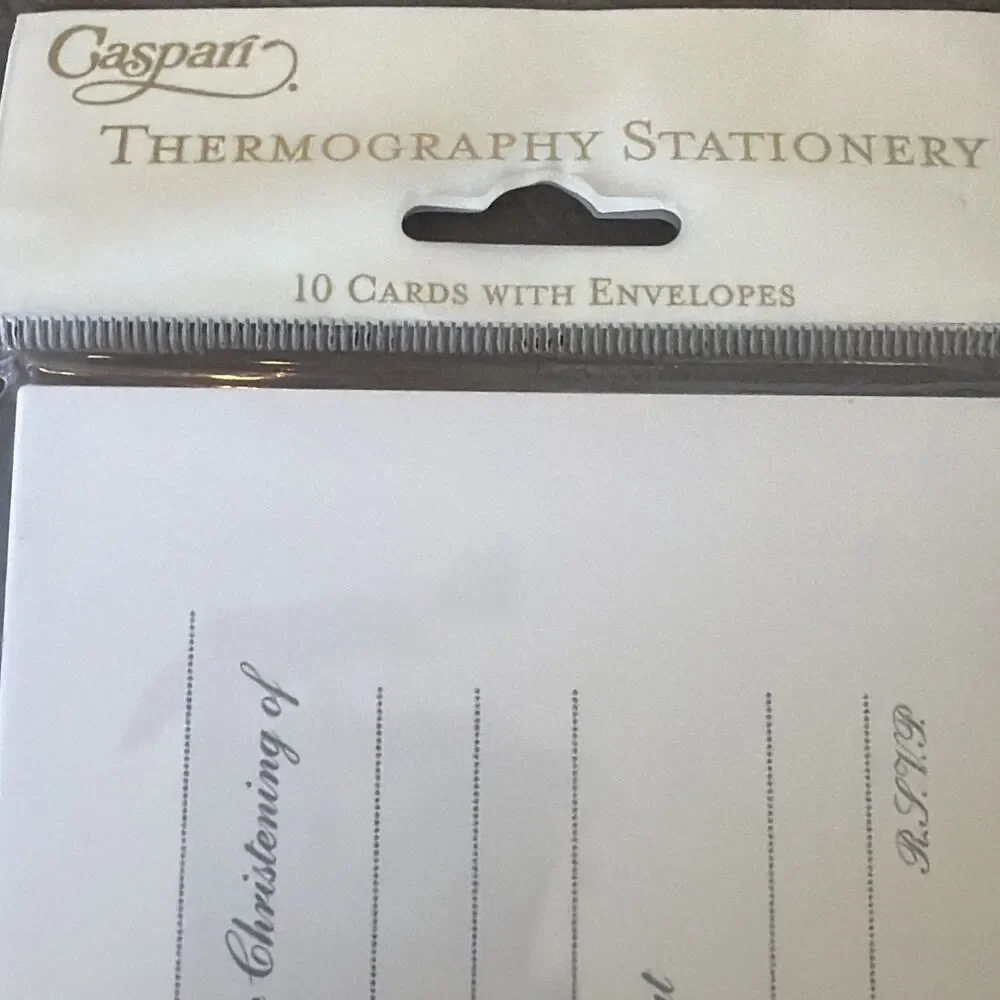 Caspari Christening Invitations Thermography 20 Cards Envelopes 2 Packs NOS New